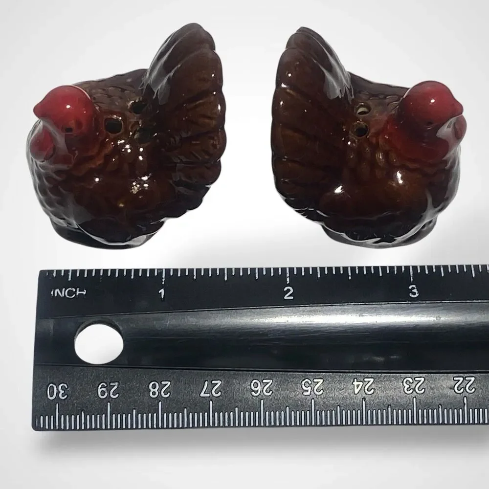 Miniature Turkey Salt and Pepper Shakers Vintage Ceramic Thanksgiving Pair